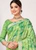 Green Bandhej Printed Saree In Silk