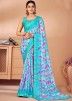 Multicolor Abstract Print Saree & Blouse