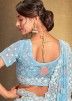 Sky Blue Embroidered Georgette Saree & Blouse