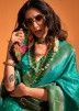 Green Zari Woven Saree In Satin