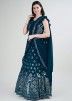 Blue Readymade Embroidered Saree In Georgette
