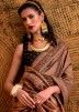 Brown Zari Woven Saree In Silk