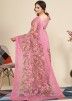 Pink Embroidered Saree In Net