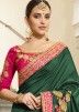 Green Embroidered Saree In Chiffon