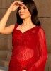 Red Georgette Sequins Embellished Saree