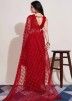 Red Cord Embroidered Net Saree