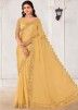Yellow Embellished Satin Silk Saree & Blouse