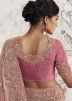 Pastel Pink Embroidered Saree In Tissue Silk