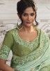 Pastel Green Tissue Silk Saree In Thread Embroidery