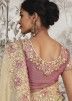 Pastel Pink & Beige Embroidered Saree In Tissue Silk