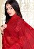 Red Resham Embroidered Saree In Net