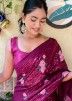 Magenta Embroidered Saree In Georgette