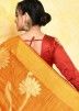 Red & Yellow Woven Half N Half Silk Saree