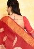 Red & Pink Woven Silk Saree In Half N Half