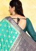 Turquoise Zari Woven Saree & Blouse