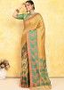 Golden Woven Detailed Saree In Pure Silk