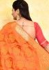 Orange Zari Woven Silk Detailed Saree 
