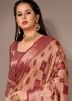 Beige Bhagalpuri Silk Saree In Digital Print