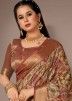 Brown Bhagalpuri Silk Printed Saree & Blouse