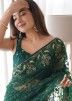 Green Embroidered Net Saree & Blouse