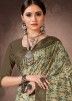 Green Chanderi Saree In Digital Print