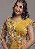 Yellow Pre-Stitched Georgette Saree & Blouse
