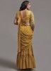 Yellow Pre-Stitched Georgette Saree & Blouse