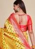Yellow Woven Kanjivaram Silk Saree & Blouse