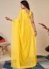 Yellow Thread Embroidered Saree In Georgette