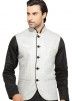 Black Readymade Pathani Suit With Nehru Jacket
