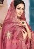 Dusty Pink Sequins Embellished Organza Saree
