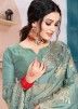 Dusty Turquoise Sequins Work Organza Saree