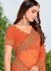 Orange Embroidered Saree In Georgette