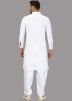 White Patch Work Readymade Pathani Suit