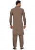 Brown Readymade Cotton Pathani Suit