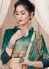 Shaded Green Floral Print Saree In Art Silk