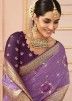 Purple Embroidered Saree & Blouse