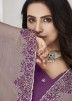 Dusty Purple Embroidered Saree In Shimmer