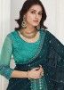 Teal Blue Embroidered Shimmer Saree