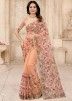 Dusty Peach Floral Embroidered Saree