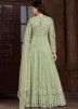 Readymade Embroidered Net Anarkali Suit  In Pastel Green 