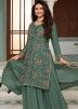 Prachi Desai Green Embroidered Sharara Suit In Chiffon
