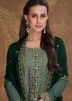 Green Embroidered Suit Set In Art Silk