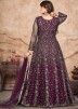 Purple Slit Style Pant Suit In Dori Embroidery