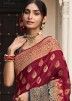 Maroon Zari Woven Saree In Silk