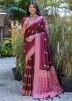 Maroon Woven Saree With Blouse
