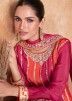 Pink Embroidered Flared Sharara Suit Set