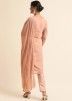 Peach Stone Work Suit Set In Georgette