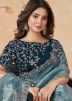 Blue Embroidered Banarasi Silk Saree