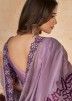 Purple Embroidered Saree In Satin